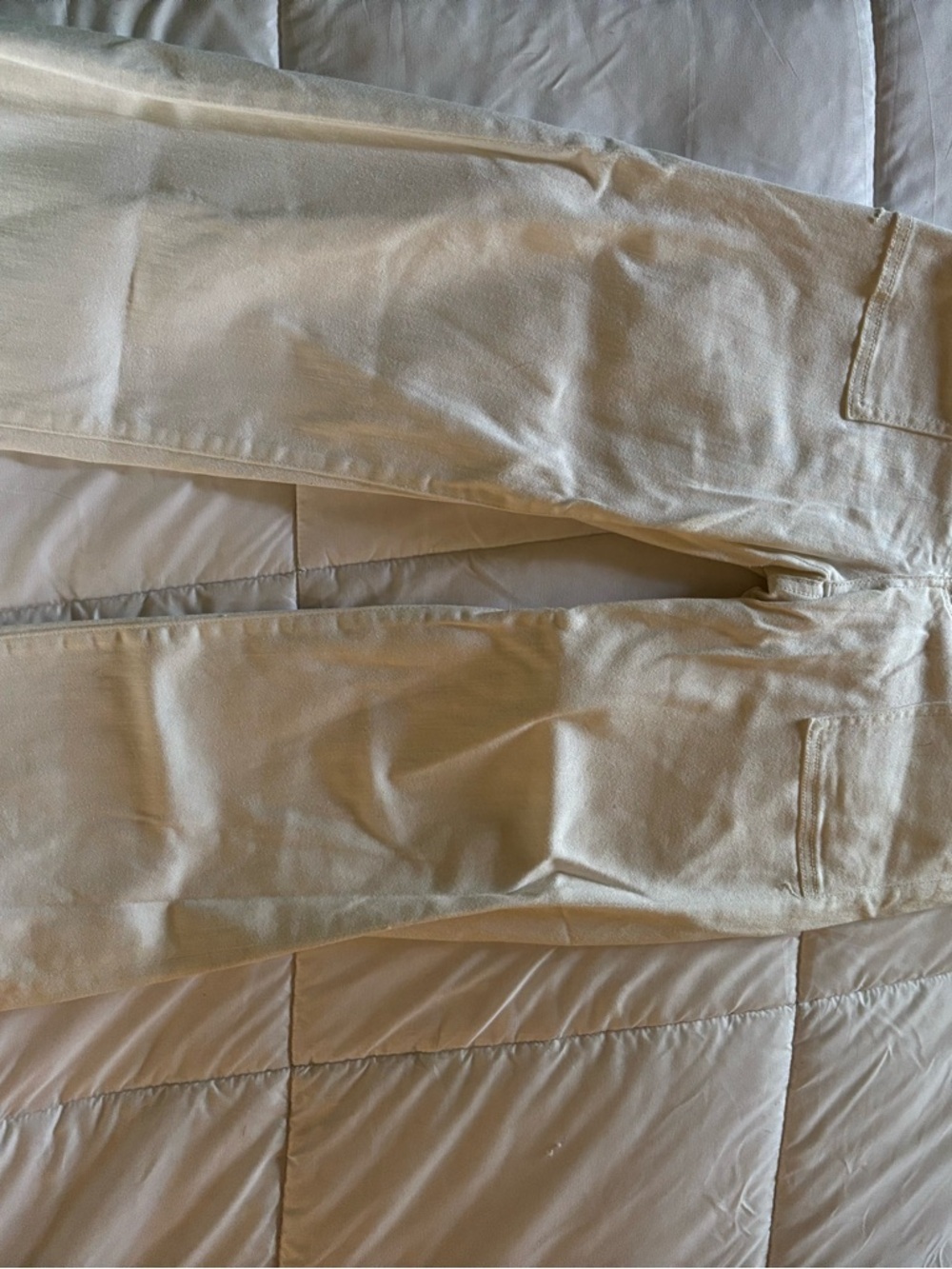 Anthropologie Cream Cropped Straight-Leg Pants